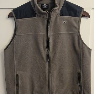 Vineyard Vines Olive and Navy Fleece Vest
